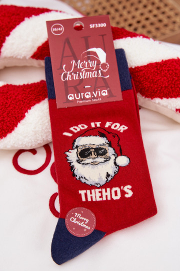 Skarpety  Vánoce Santa ClausOkularach červená-tmavě modrá