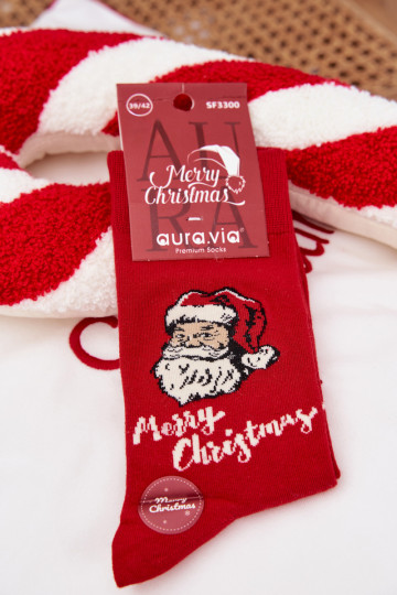 Skarpety  Vánoce se Santa Clausem Merry Christmas červené
