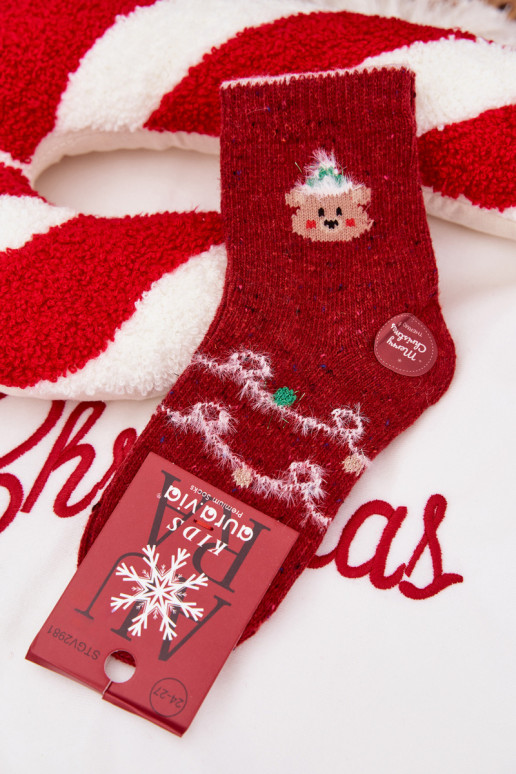 Dětské Vánoce Ponožky  Wełna s alpakami červené