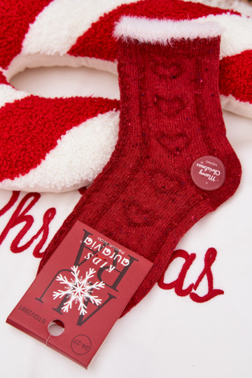 Dětské Vánoce Ponožky  Wełna s alpakami červené 2