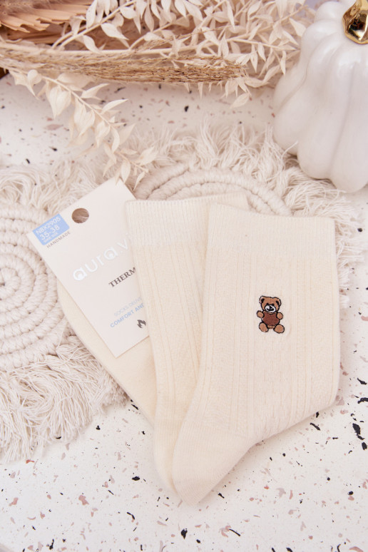 teplý Ponožky   Medvídci slonová kost