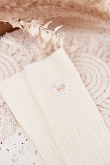 Długie Wełniane Ponožky  slonová kost