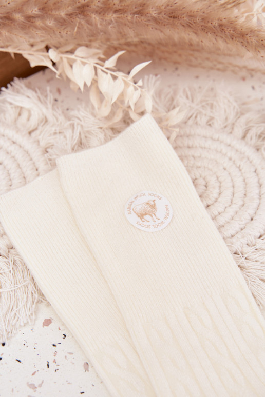 Długie Wełniane Ponožky  slonová kost