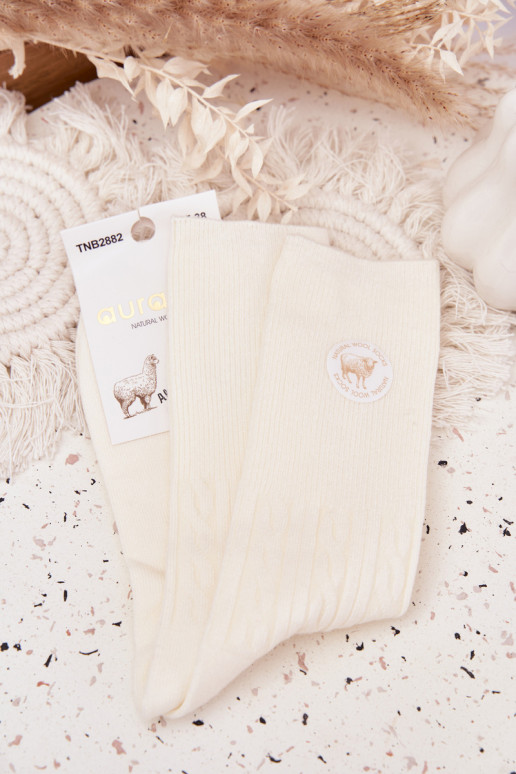 Długie Wełniane Ponožky  slonová kost