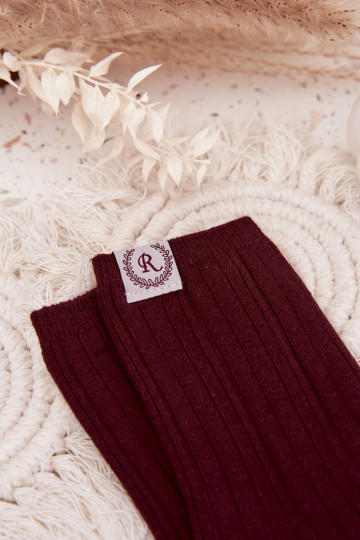 Bavlněné ponožky s pruhy  vínová