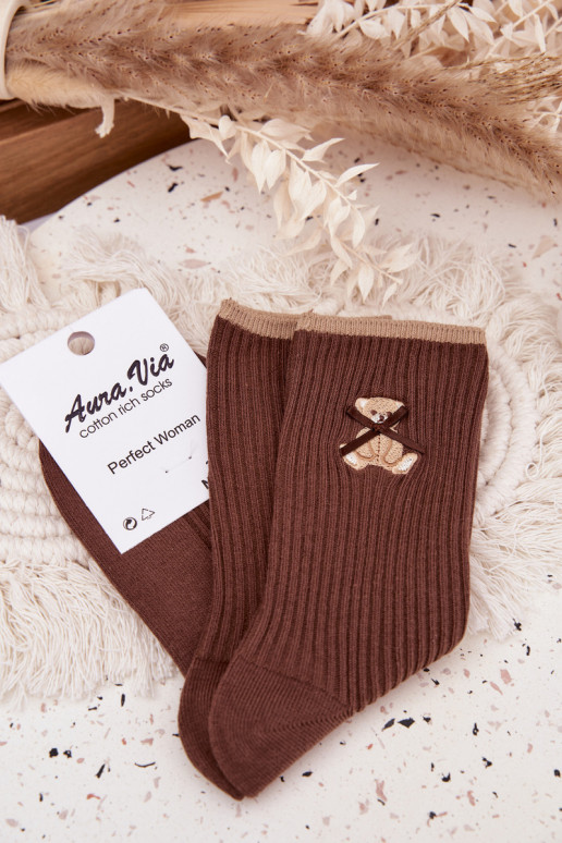 Bavlněné ponožky s pruhy  Czekoladowe