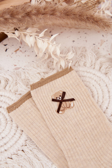 Bavlněné ponožky s pruhy  béžové