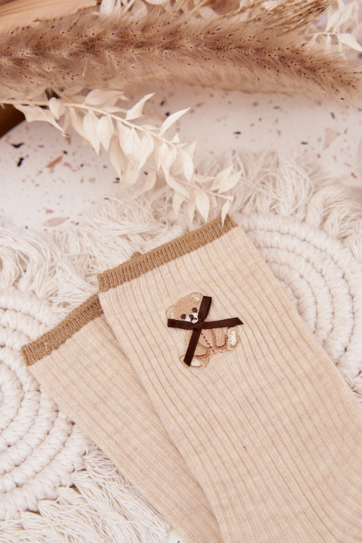 Bavlněné ponožky s pruhy  béžové