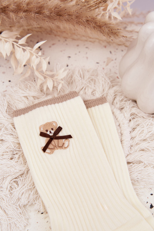 Bavlněné ponožky s pruhy  slonová kost