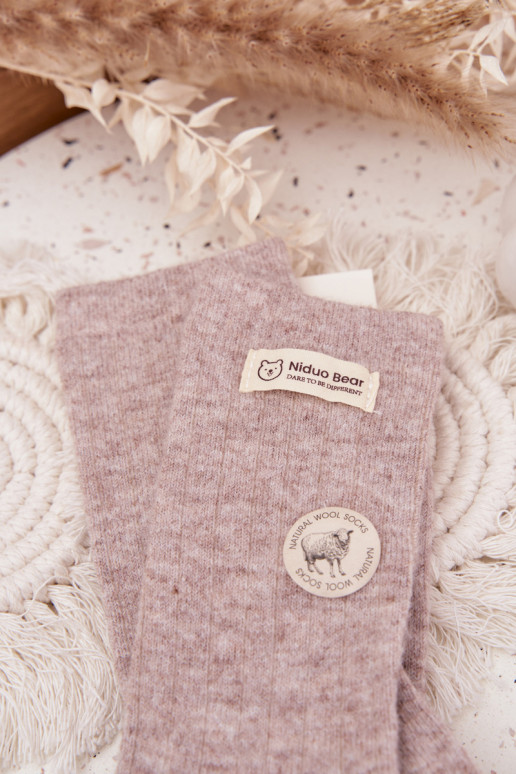 teplý Wełniane Ponožky  Z Naszywką béžové