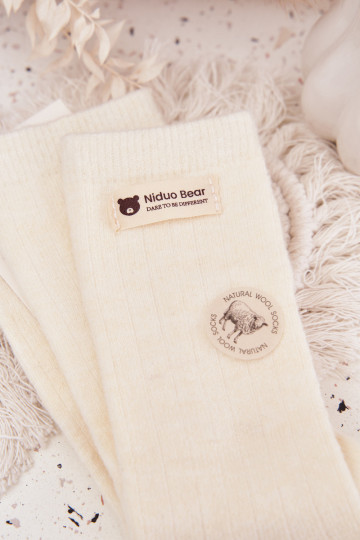 teplý Wełniane Ponožky  Z Naszywką slonová kost