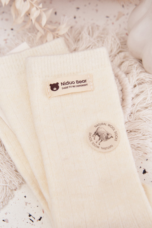 teplý Wełniane Ponožky  Z Naszywką slonová kost