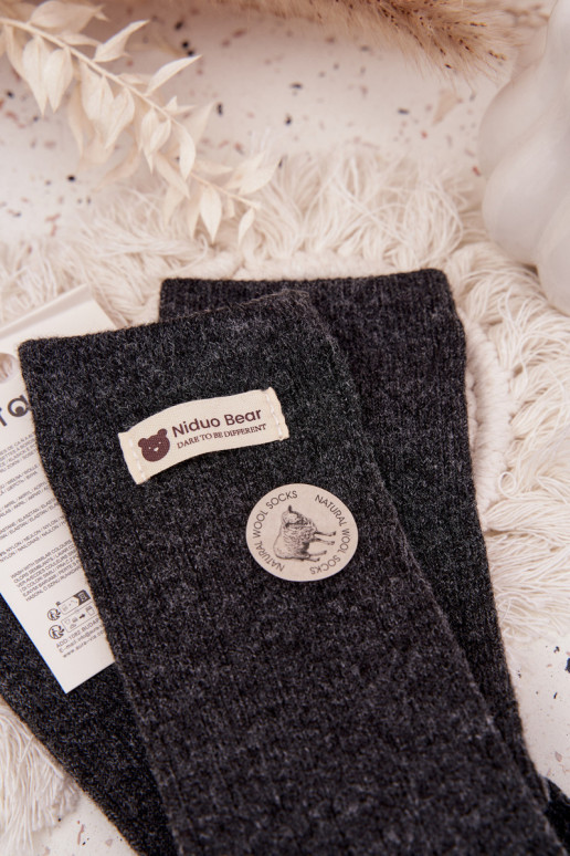 teplý Wełniane Ponožky  Z Naszywką šedá