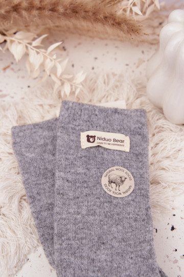 teplý Wełniane Ponožky  Z Naszywką šedá