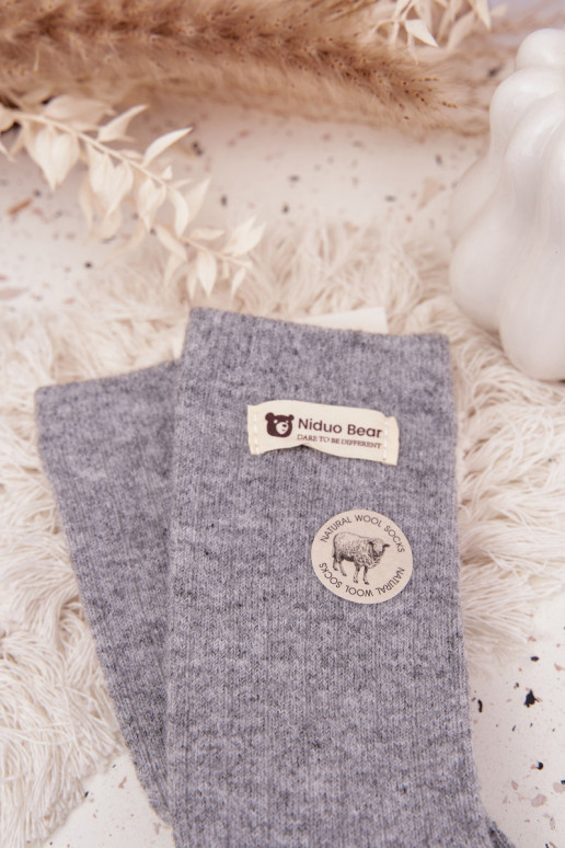 teplý Wełniane Ponožky  Z Naszywką šedá