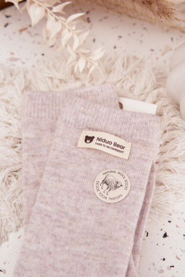 teplý Wełniane Ponožky  Z Naszywką béžové