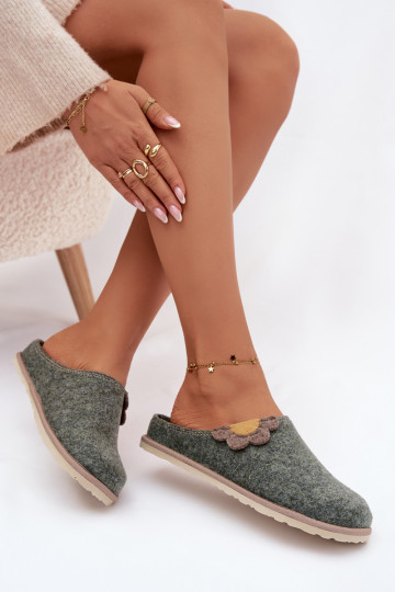 Pantofle  s květinami Inblu CS000043 zelené