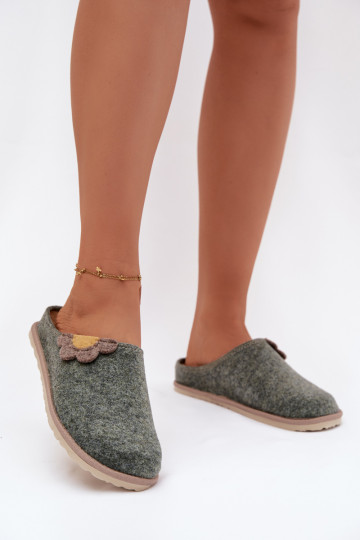 Pantofle  s květinami Inblu CS000043 zelené 2