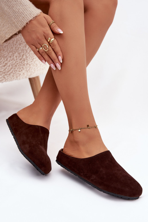 Pantofle  Z z eko semišeu Czekoladowe Kalvess