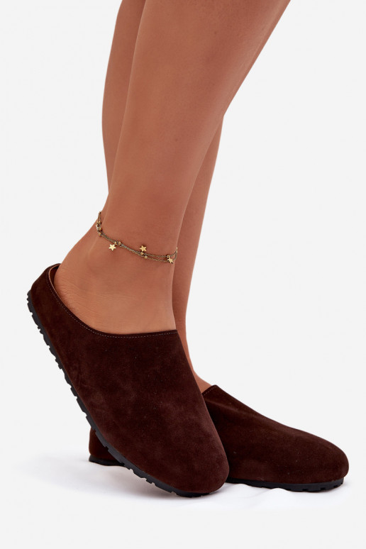 Pantofle  Z z eko semišeu Czekoladowe Kalvess