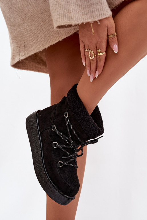 Sněhule  s platformou a stylovými detaily Černé Roselya