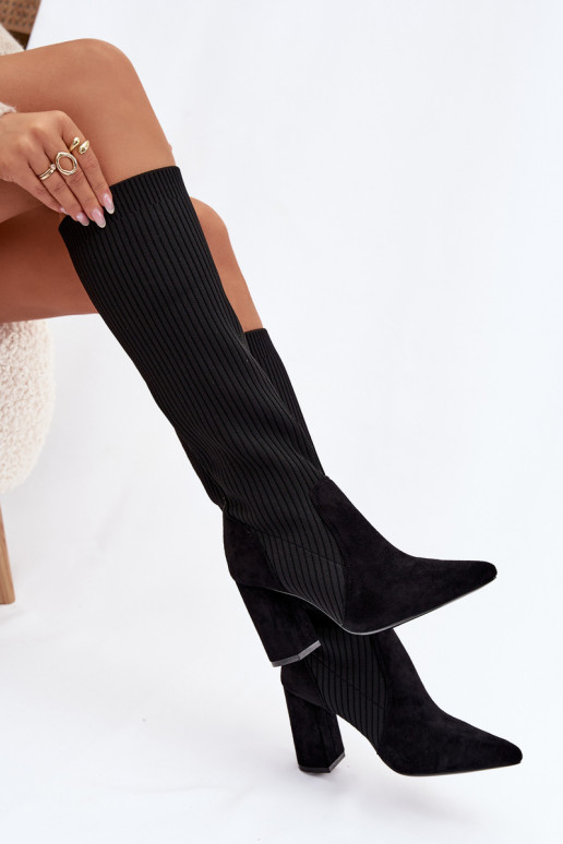 dámské dlouhé boty s podpatky Černé Yserine