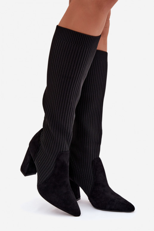 dámské dlouhé boty s podpatky Černé Yserine
