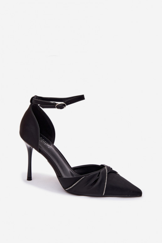 Boty na vysokém podpatku s třpytivými očky Černé Katlina