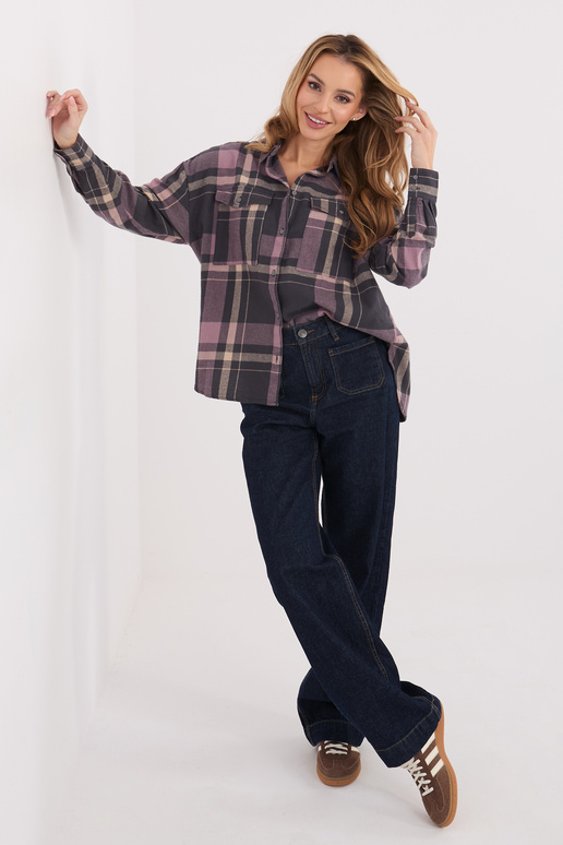 Košile šedorůžová