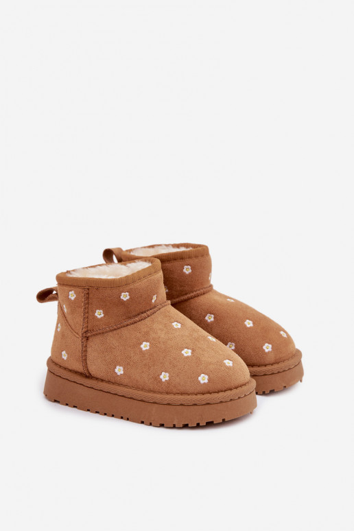 Sněhule Dětské Ozdobione s květinovými motivyuszkami hnědáGracina