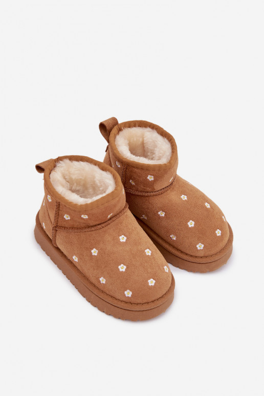 Sněhule Dětské Ozdobione s květinovými motivyuszkami hnědáGracina