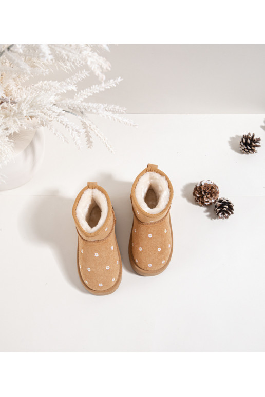 Sněhule Dětské Ozdobione s květinovými motivyuszkami hnědáGracina