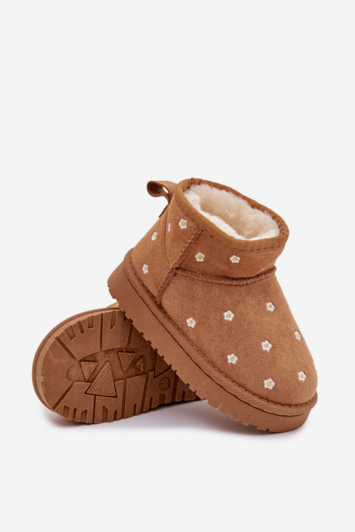 Sněhule Dětské Ozdobione s květinovými motivyuszkami hnědáGracina