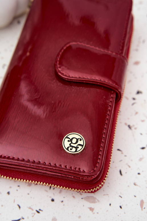 lakované Dámská kabelka Ze zlaté barvym Detalem červené Evlinne