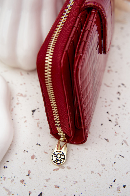 lakované Dámská kabelka s potiskem I zlaté barvym Detalem červené Evlinne