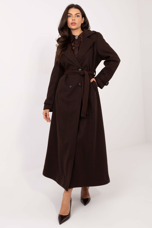 Dlouhý kabát tmavě hnědý