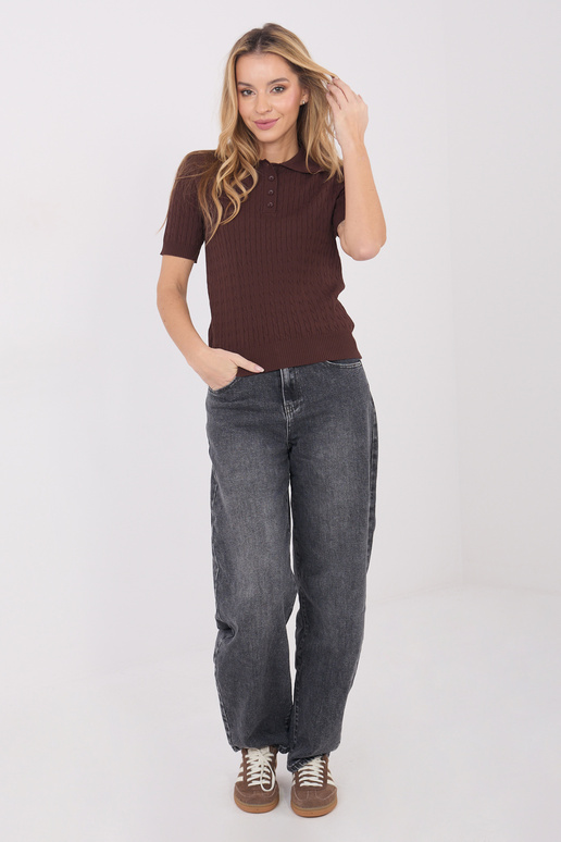 Sweter-PM-SW-CV6679.32-ciemny brązowy