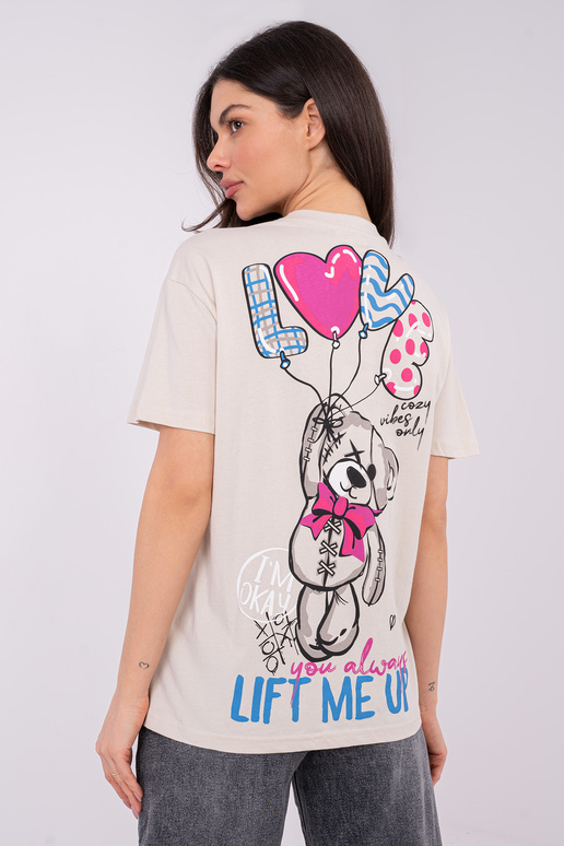 T-shirt-D12022AH02645Y-jasny beżowy