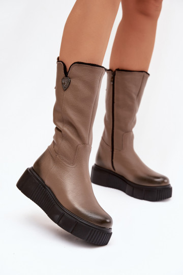 Zazoo 70121   dlouhé boty  béžové