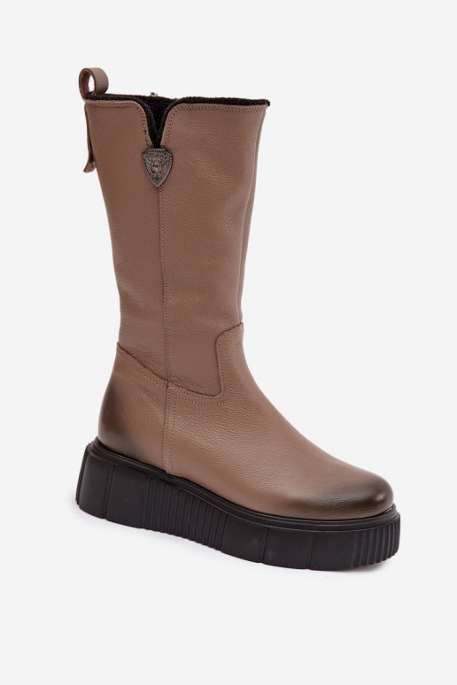 Zazoo 70121   dlouhé boty  béžové