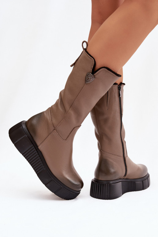 Zazoo 70121   dlouhé boty  béžové