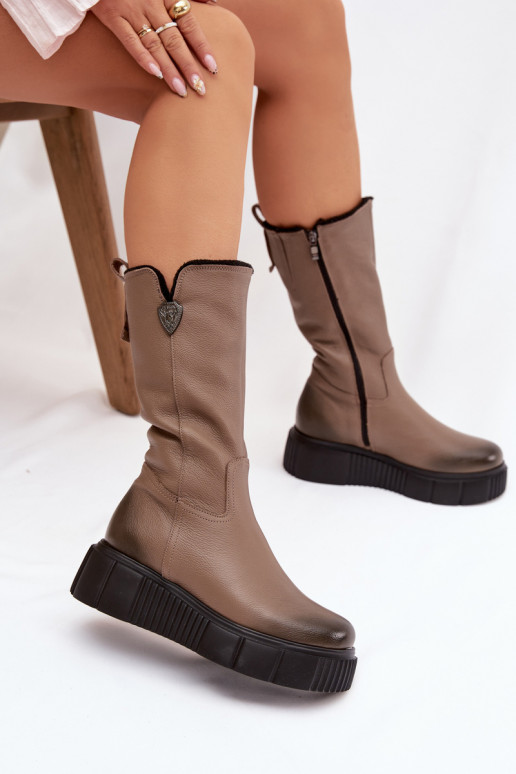 Zazoo 70121   dlouhé boty  béžové