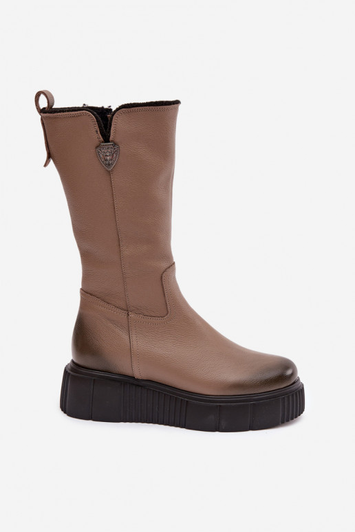 Zazoo 70121   dlouhé boty  béžové