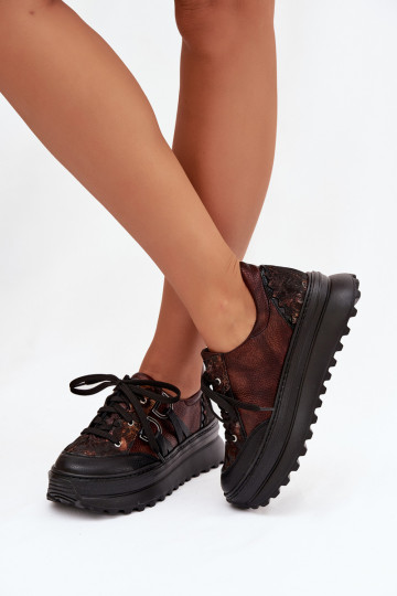  Tenisky  s platformou  06562-25 Czekoladowe 2