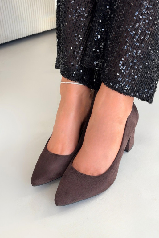 Obuv Z z eko semišeu s podpatky Sergio Leone PB414 Czekoladowe