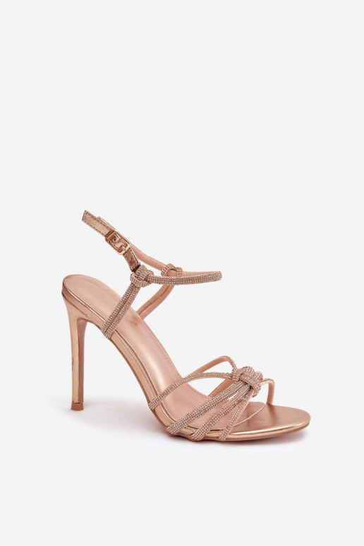 Dámské sandály s tenkými podpatky s pruhy  Szampańskie Tanelle