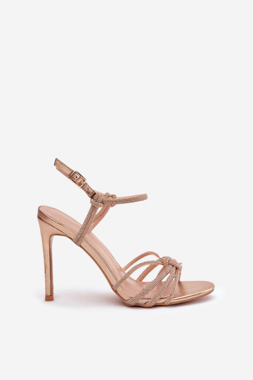 Dámské sandály s tenkými podpatky s pruhy  Szampańskie Tanelle