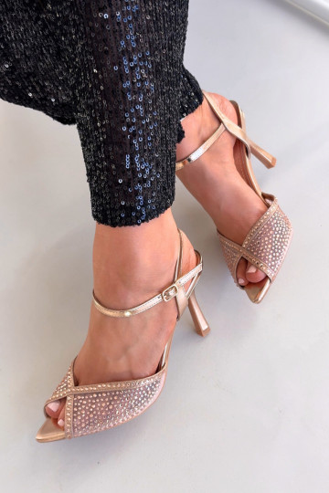 Dámské sandály s tenkými podpatky  Szampańskie Peloria