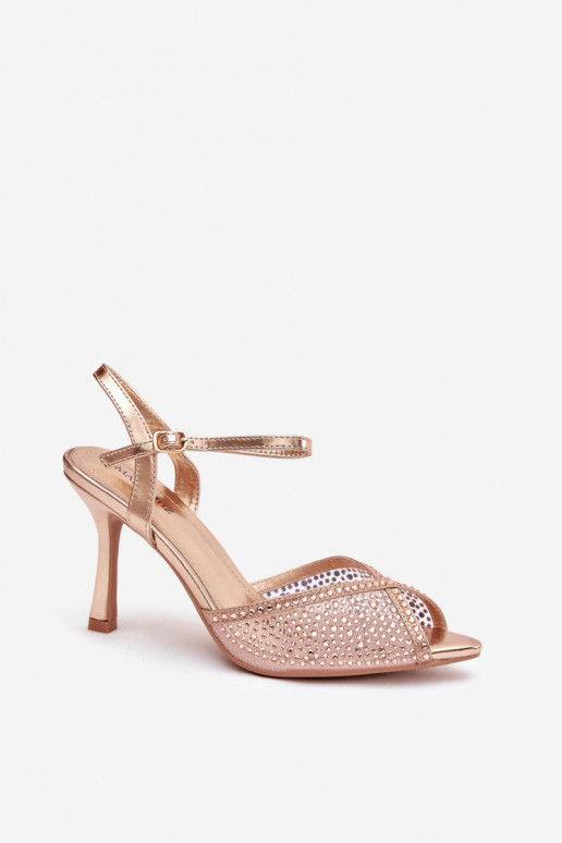Dámské sandály s tenkými podpatky  Szampańskie Peloria