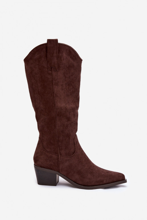 dlouhé boty kovbojský styl  Czekoladowe Jazelle